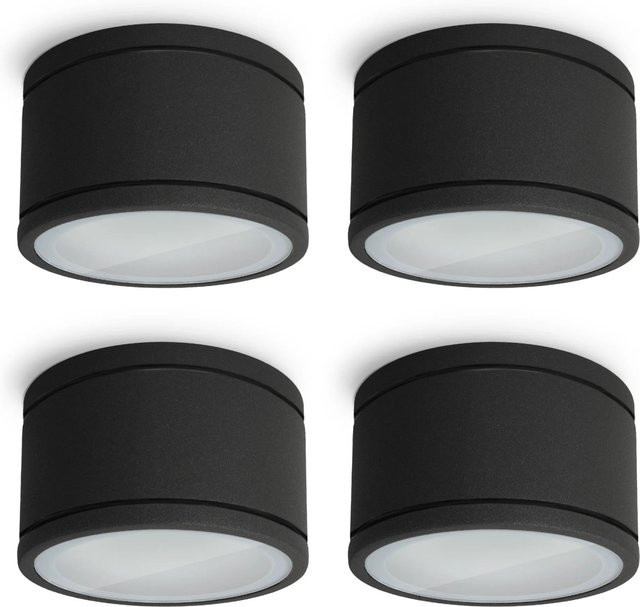 SSC-LUXon 4er Set Celi-WX LED Feuchtraum Aufbaustrahler IP44 Schwarz aus Aluminium mit GX53 Fassung, Durchmesser: 9,0 cm, Höhe: 15,0 cm, Breite: 60,0 cm - Bild 1