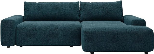 Vente-unique Schlafsofa Daviso in Blau mit L-Form und Schlaffunktion - Bild 1