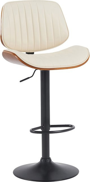 CLP Barhocker Clawson in Beige mit Kunstlederbezug und Bugholzrahmen, höhenverstellbarer Barstuhl mit Rückenlehne und Fußstütze - Bild 1