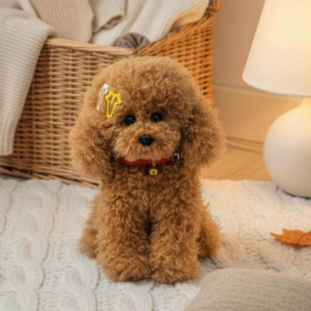 Realistischer Teddyhund Pudel Plüschtier, braun, 35cm, ab 14 Jahren - Bild 1