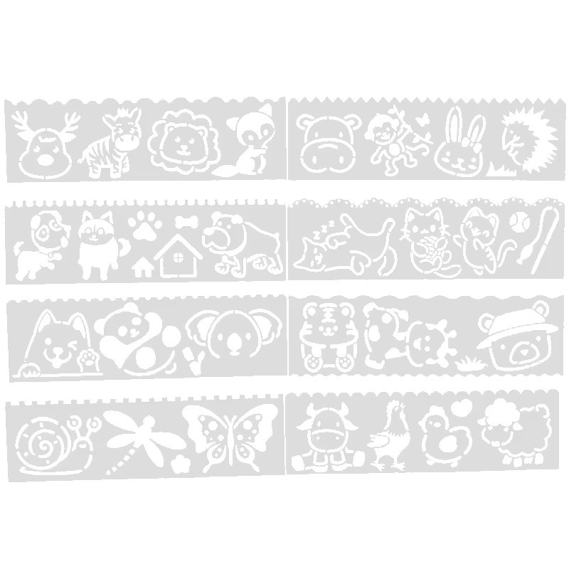 8er Set Mini Tier Schablonen aus Kunststoff in Weiß für DIY Malerei und Scrapbook-Handwerk - Bild 4