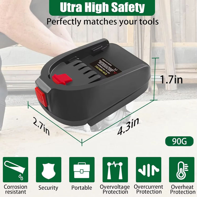 Batterieadapter XMSJ für Einhell 18V Li-Ionen-Akkus, Konverter für Bosch 18V PBA Akkus zur Nutzung mit Elektrowerkzeugen und Bohrmaschinen, Farbe: Schwarz - Bild 4