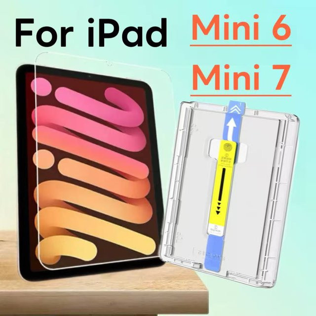 Apple iPad Mini 6 und Mini 7 Displayschutz aus gehärtetem Glas, 8,3 Zoll, transparent, inklusive Staubentfernungsset - Bild 1