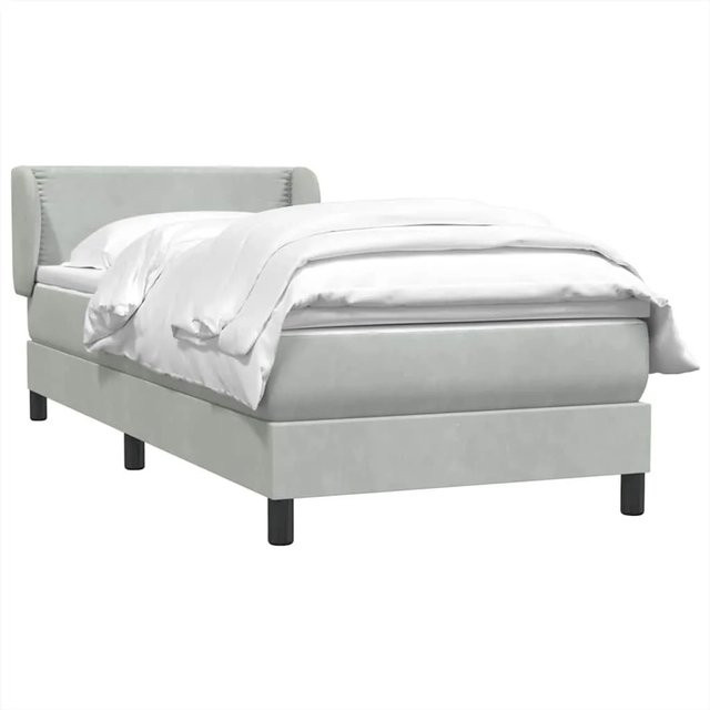 vidaXL Boxspringbett mit Matratze in Hellgrau aus Samt, Hybridbett mit Taschenfederkern, B/T/H: 80 x 210 x 78 cm - Bild 1