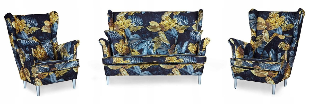 Zweisitzer-Sofa Ari Print von FAMILY MEBLE im skandinavischen Design mit Monstera-Muster in Multicolor - Bild 2