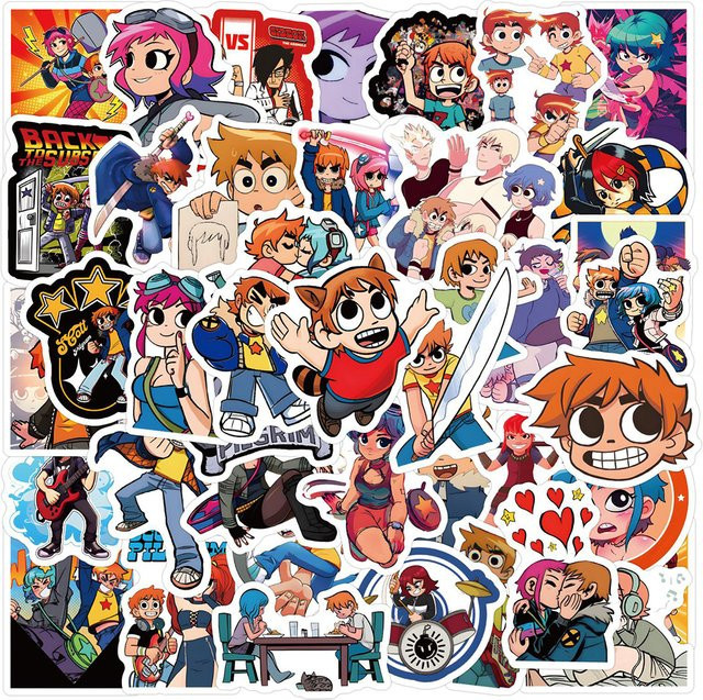 Rspctou Scott Pilgrim Aufkleber, Bunt / Mehrfarbig, 10-teiliges Set - Bild 1