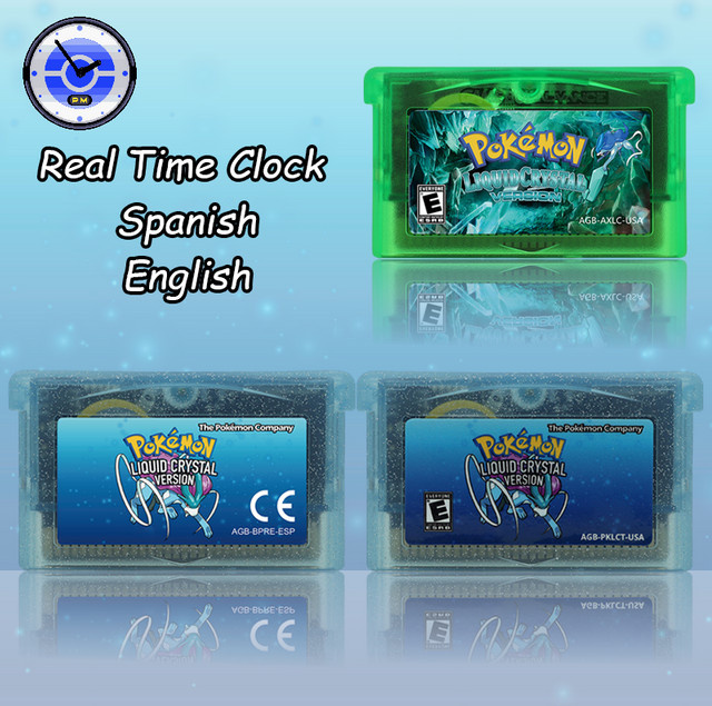 GBA 1M Flash RTC Pokemon Liquid Crystal Videospielkassette mit Akku für GBASP in USA/ESP-Version von Bandai - Bild 1