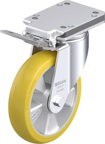Blickle Stahlblech-Lenkrolle LH-ALTH 200K-IS-CO in Silber und Gelb mit 200 mm Rad-Durchmesser und 800 kg Tragfähigkeit - Bild 1