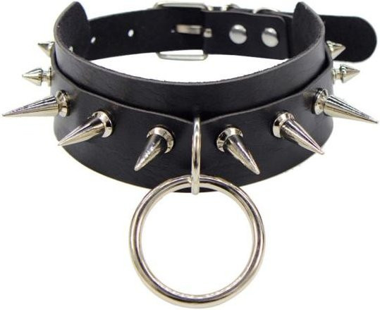 SILVERHOO Spike-Halsband, Kunstleder, Schwarz, Unisex - Bild 1