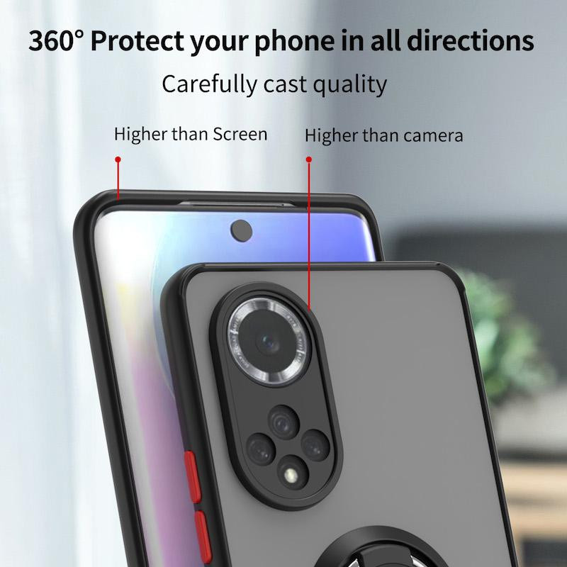 Silikon Handyhülle mit Fingerringhalter für Huawei P30 Pro P40 P20 Pro Mate 20 Honor 30 40 Nova 6 7 8 8i in Schwarz und Transparent - Bild 1