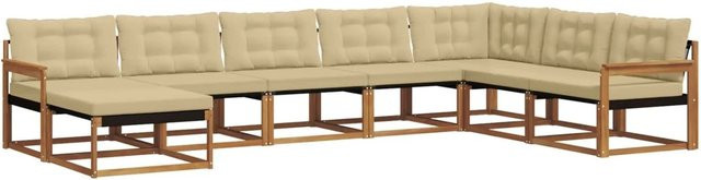 vidaXL Outdoor-Sofagarnitur aus Akazien-Massivholz in L-Form, 24-tlg. Set in Natur und Beige mit Polstern und Textilene-Elementen - Bild 1