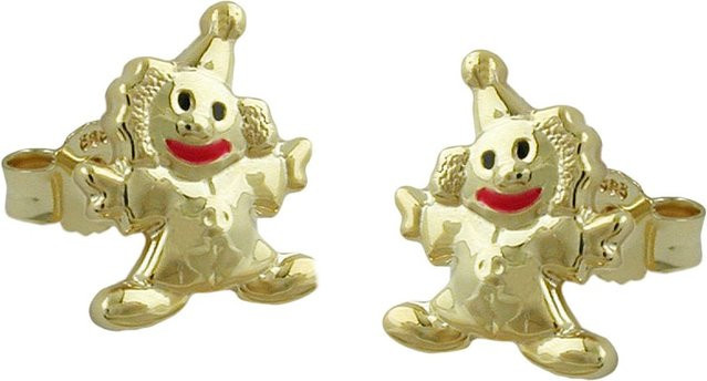 Gallay Ohrstecker Clown, 9Kt Gold, farbig lackiert, Kinder - Bild 1