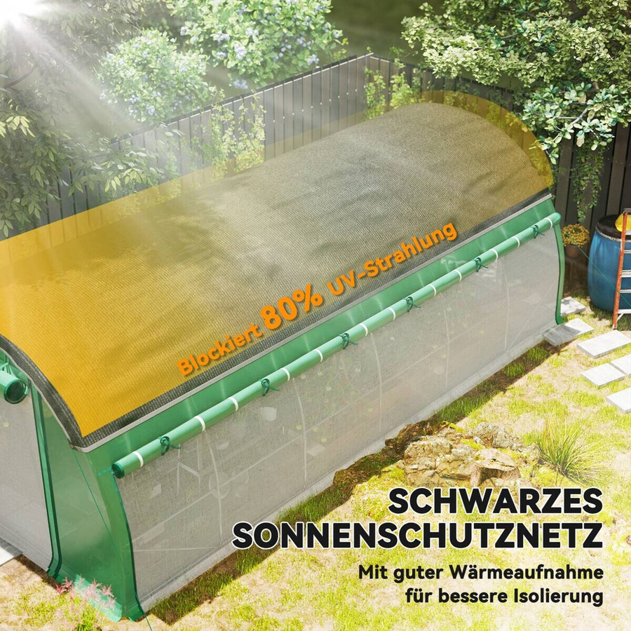 Outsunny Foliengewächshaus Grün B/H/L: 300 x 200 x 600 cm mit Reißverschlusstür und Erdankern - Bild 4
