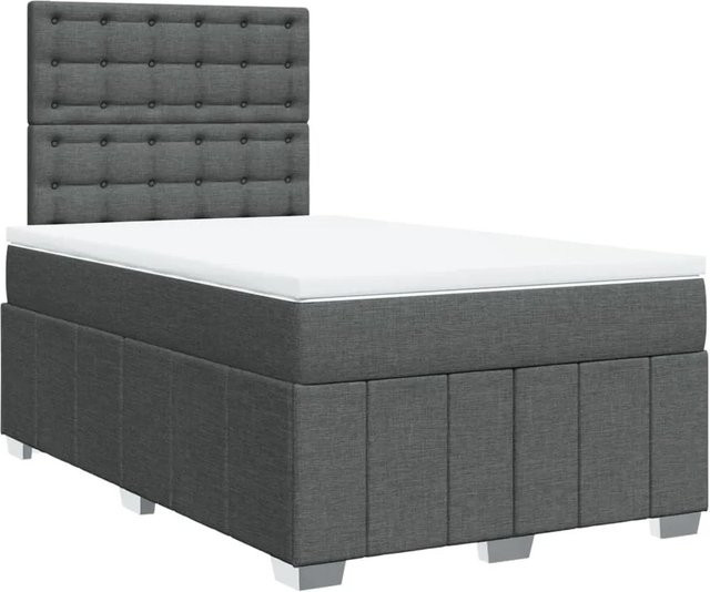 vidaXL Boxspringbett mit Matratze Dunkelgrau B/T/H: 120 x 190 x 140,5 cm - Bild 1