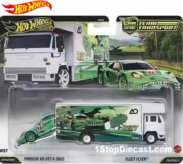 Hot Wheels Team Transport Porsche 911GT3 Grüner Dinosaurier Ford F150, Sammler-Automodell, 1:64, ab 14 Jahren - Bild 1