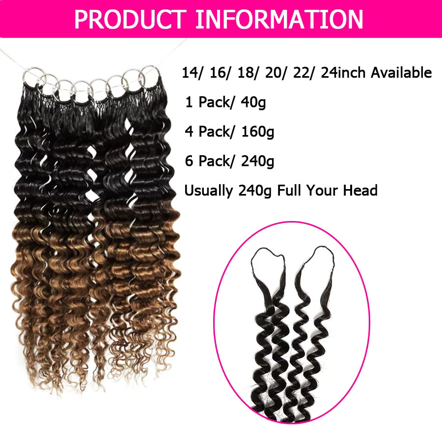 wowangel Echthaarverlängerung Deep Wave, T1B/30 Ombre, 1/4/6 Pack - Bild 4