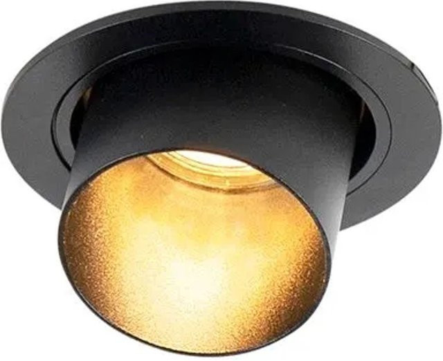 QAZQA Modernes Rundes Einbaudownlight Schwarz, Dimmbar und Neigbar, GU10 - Bild 1