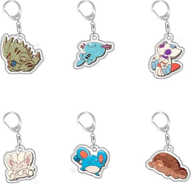 Keeppley Pokémon Tyranitar Wooper Smeargle Cinccino Marill Stunfisk, Acryl Schlüsselanhänger, multicolor - Bild 1