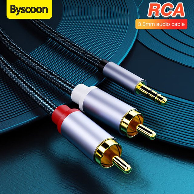 Byscoon RCA Audio Splitter Kabel von 3,5mm Klinke auf 2RCA in Schwarz für Computer, Lautsprecher, Verstärker und Home Theater - Bild 1