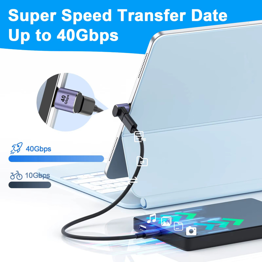 NNBILI USB-C 90-Grad-Adapter mit USB4 40 Gbit/s, PD 100 W und 8K 60 Hz Videoauflösung, kompatibel mit Thunderbolt 4, MacBook, Deck und Switch - Bild 4