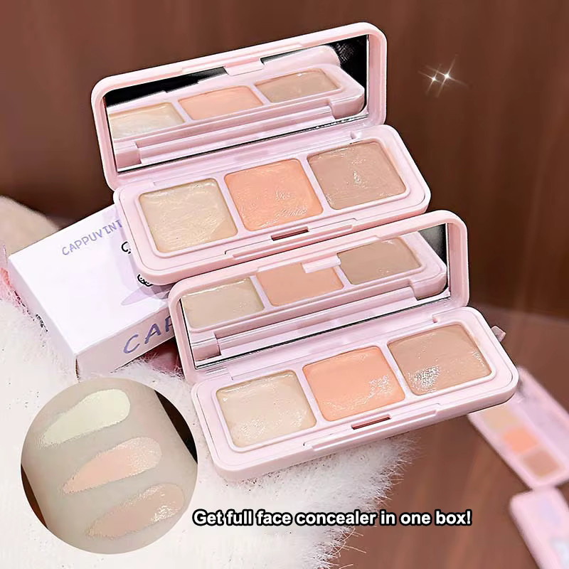 Cappuvini Concealer-Palette, 3 Farben, Kontur-Creme, Matt, Unisex - Bild 2