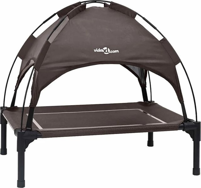 vidaXL Hundebett Braun mit Stahlgestell B/T/H: 63 x 49,5 x 60 cm - Bild 1