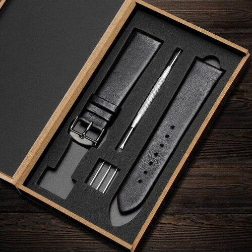 Uhrenarmband Echtleder, Schwarz, Unisex, 15 mm - Bild 1
