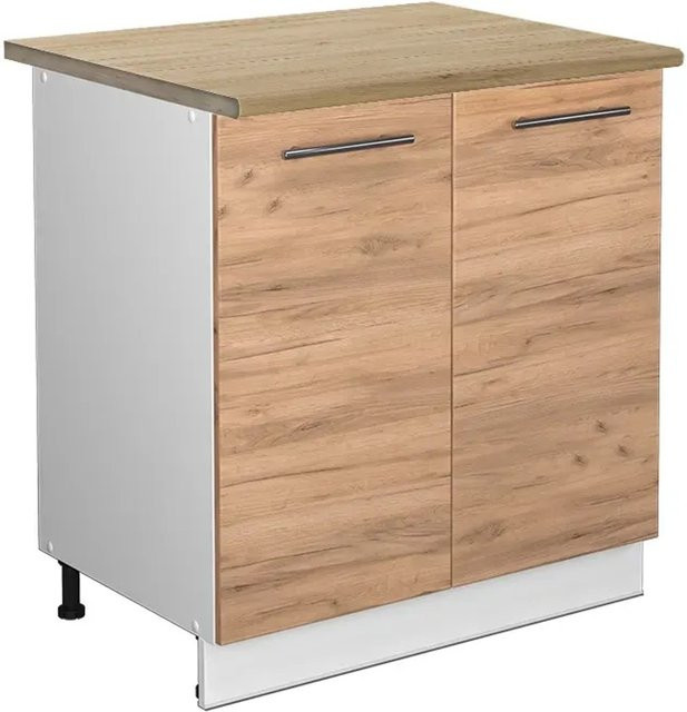 Vicco Spülenunterschrank Fame-Line Goldkraft Eiche Weiß mit Regal, B/T/H: 80 x 60 x 82 cm - Bild 1