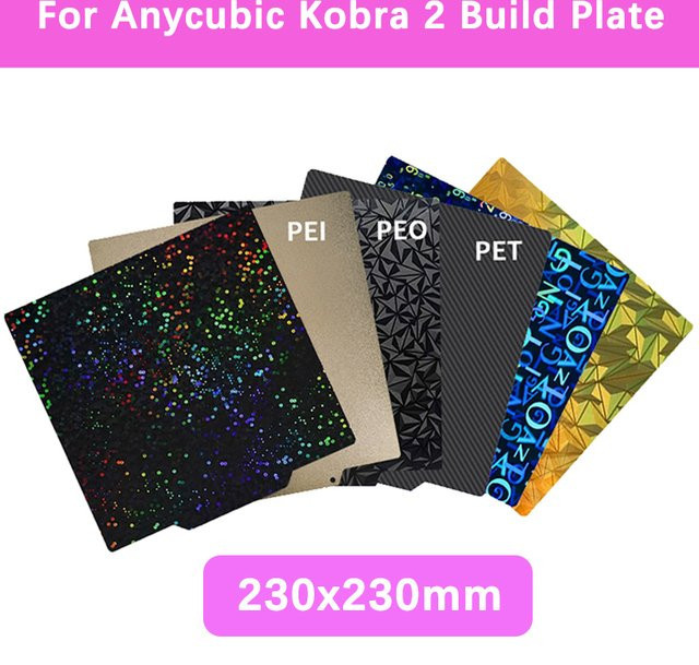 Anycubic PEO PET PEI Bauplatte für Kobra 2, Kobra 2 Pro und Kobra 2 Neo, doppelseitig strukturiertes Blatt, B/T: 230 x 230 mm - Bild 1
