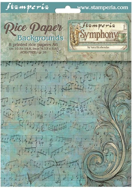 Stamperia Motiv-Strohseide Backgrounds Symphony in Multicolor, 8er Set, DIN A6 - Bild 1