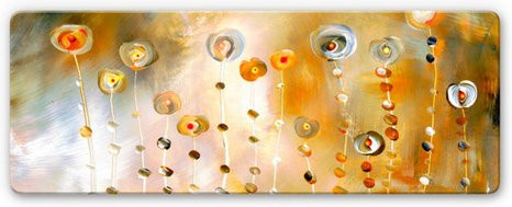 K&L Wall Art Glasbild Abstrakt Gold Blumen Wanddeko Multicolor B: 80 cm, H: 30 cm - Bild 1