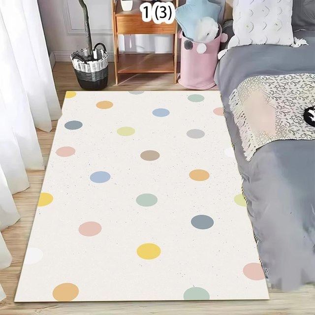 XiaoLu001 Teppich mit Pastell-Punktmuster in Mehrfarbig, weicher und rutschfester Bodenbelag aus Polyester für Kinderzimmer und Wohnräume, B/T: 160 x 120 cm - Bild 1