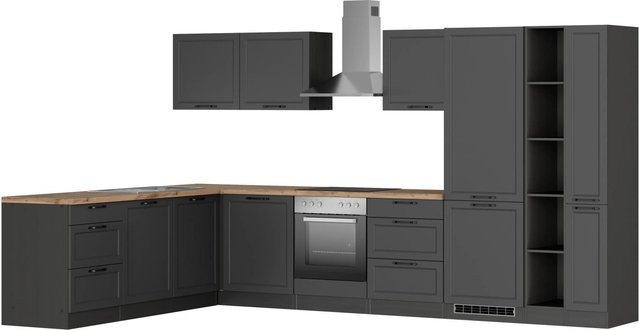 Held Winkelküche Kempten in Landhaus Optik mit Elektrogeräten, Farbe Graphit/Grau, Breite: 360 cm - Bild 1