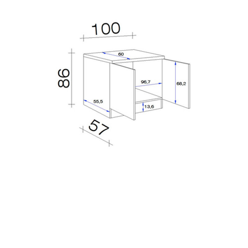 Flex-Well Küchen-Spülenunterschrank in Eiche hell Nachbildung und Anthrazit, Breite: 100 cm, Höhe: 86 cm, Tiefe: 60 cm - Bild 2