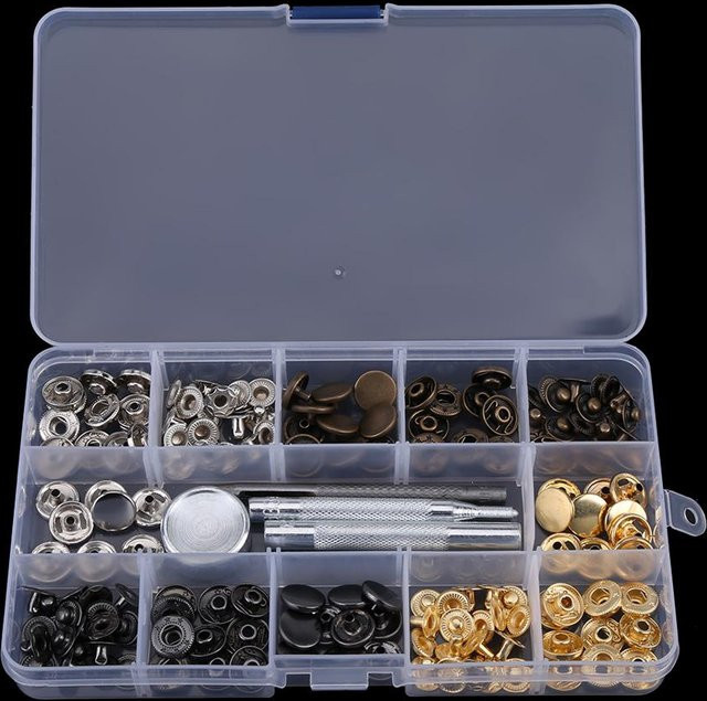 GoolRC Set mit 40 Druckknöpfen aus Messing und Setzwerkzeug für Kleidung, Durchmesser: 12 mm, in verschiedenen Farben - Bild 1