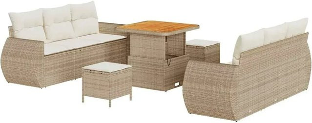 vidaXL Garten-Sofa-Set 9-teilig aus Poly-Rattan in Beige-creme - Bild 1