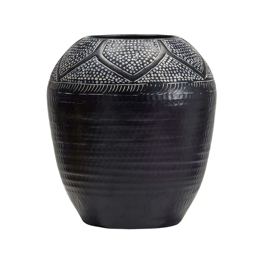 House Doctor Vase Bloss in Schwarz mit Rillenstruktur im industriellen Look, Höhe: 31,5 cm - Bild 1