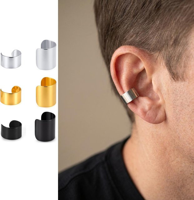 Vnox Ohrklemme Edelstahl, 6/12mm Breite, Unisex - Bild 1