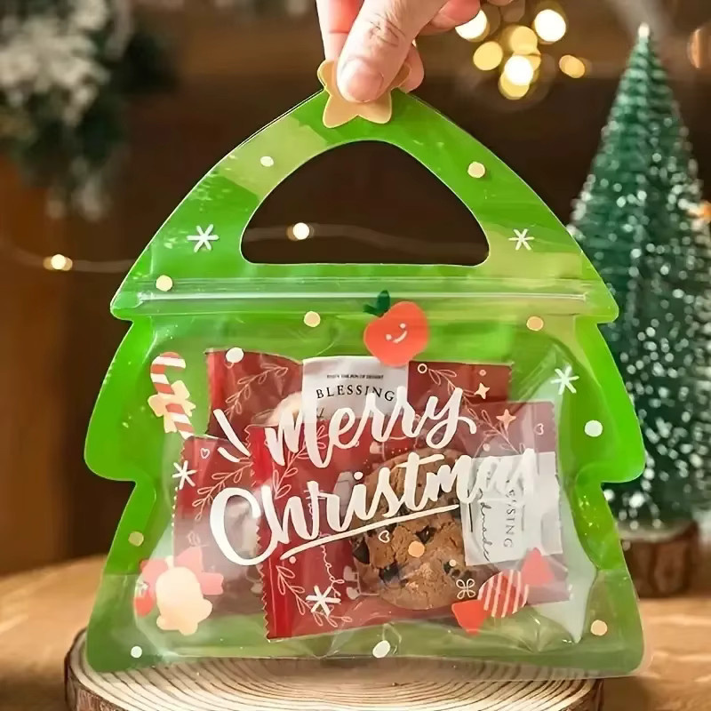 200 Stück Weihnachts Geschenkbeutel in Hirsch-Form für Süßigkeiten und Kekse, Grün - Bild 4