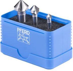 PFERD TOOLS HSSE-Kegelsenker-Set UGT 3-tlg. DIN 335 C 90 Grad aus HSS-Co5 mit Ungleichteilung in Blau - Bild 1