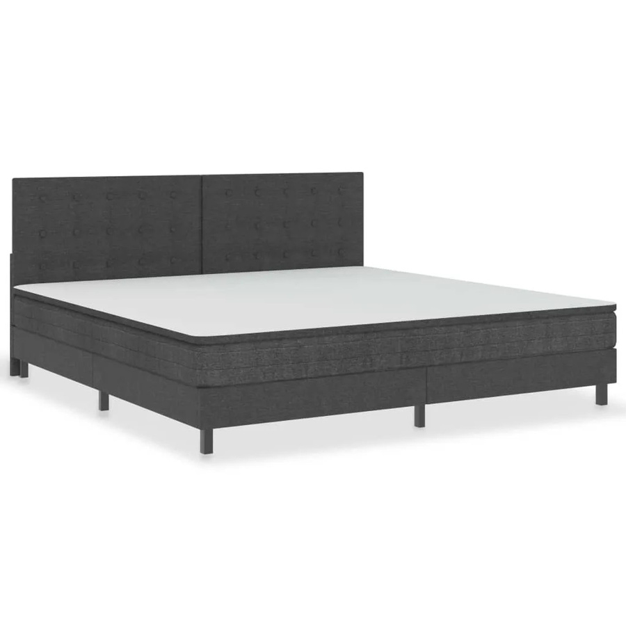 vidaXL Boxspringbett Hybrid in Dunkelgrau aus Stoff mit Schaumfüllung B/T/H: 200 x 200 x 116 cm - Bild 2