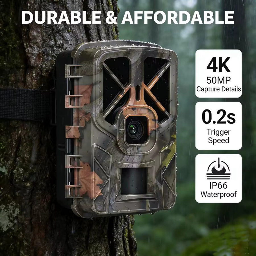 Suntekcam 4K Action Camera mit 50MP Auflösung und Nachtsicht durch 940nm IR-LEDs, IP66 wasserdicht, Outdoor Überwachungskamera für Jagd und Wildtierbeobachtung - Bild 2