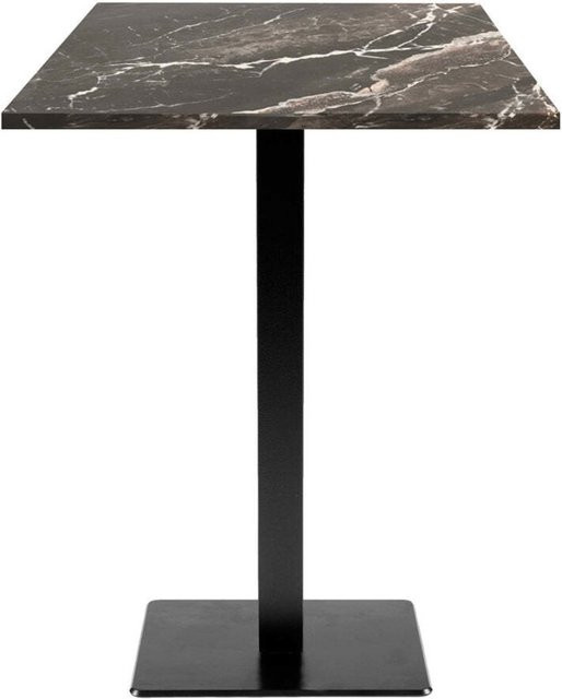 RestooTab Stehtisch Milan quadratisch in Schwarz mit Stein- und Holzdekor, B/T/H: 60 x 60 x 113 cm - Bild 1