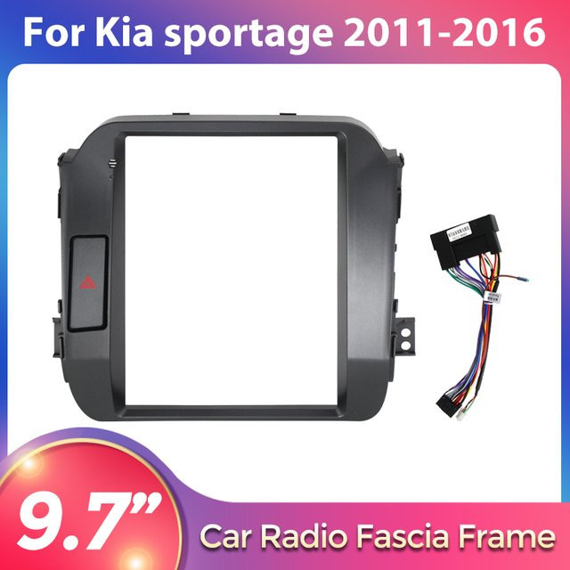 STRONGNAVI Einbaurahmen im Tesla-Stil für Kia Sportage 2011-2016, 9,7-Zoll Android Autoradio Armaturenbrett-Einbausatz mit Kabelbaum, Schwarz - Bild 1