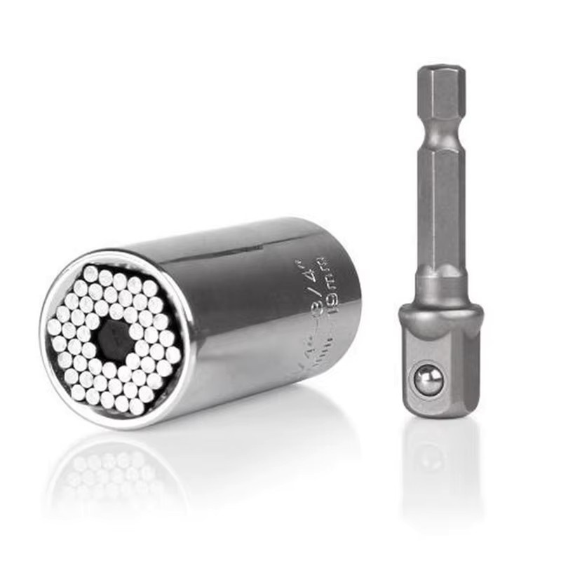 Universal Drehmomentschlüssel Steckdosenhülse Set 7-19mm von HOCOSHINE in Silber für Bohrmaschine und Ratschen, Multi-Handwerkzeug-Satz - Bild 2
