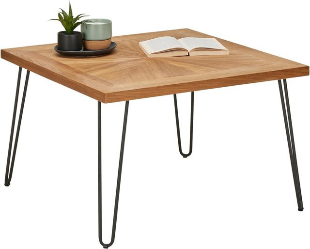 Zandiara Couchtisch Noel in Naturfarben und Schwarz, quadratisch, B/T/H: 70 x 70 x 45 cm - Bild 1