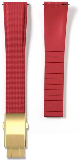 PINSENDA Uhrenarmband FKM-Gummi, Gold/Rot, Herren - Bild 1