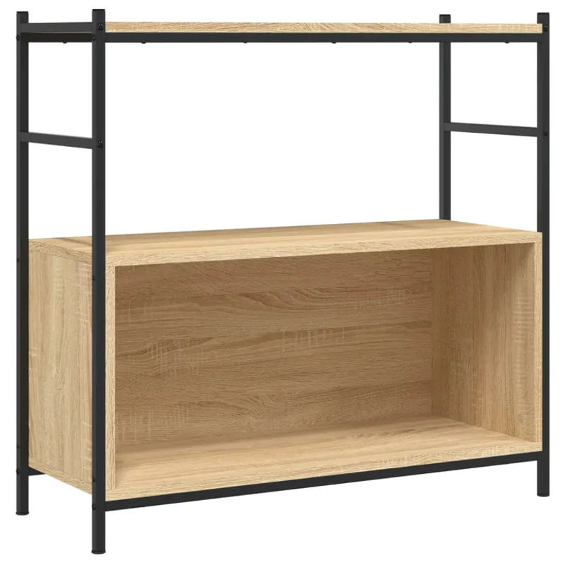 vidaXL Bücherregal im Industrie-Stil aus Holzwerkstoff und Eisen in Sonoma Eiche, B/T/H: 80 x 30 x 78,5 cm - Bild 3