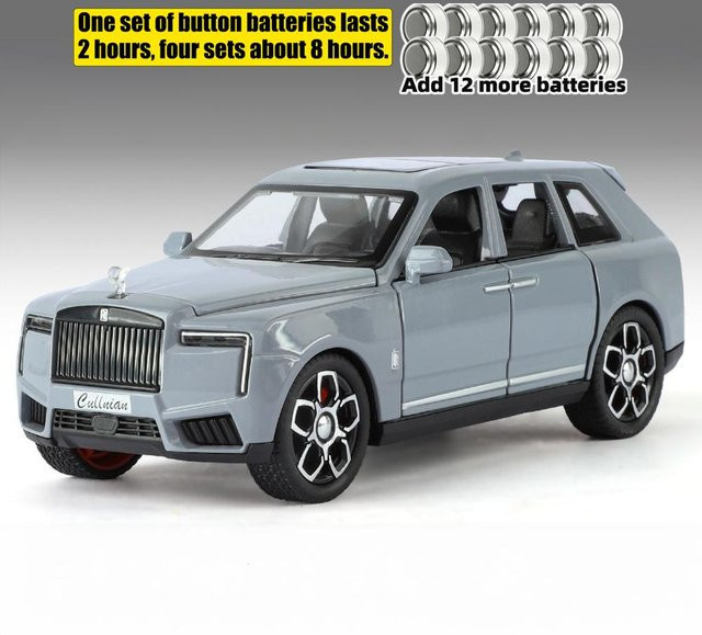 Linyi toy car Rolls Royce Cullinan Luxus SUV Modellauto, 1:32, Metall, mit Licht und Ton, Rückzieher, Grau, ab 18 Jahre - Bild 1