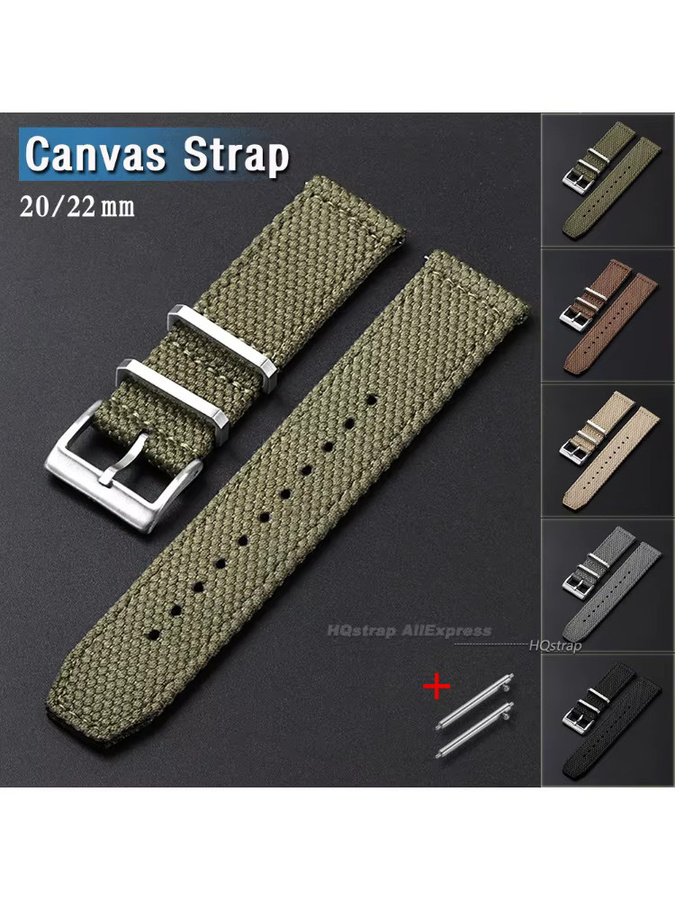 HQstrap Uhrenarmband, Nylon-Canvas-Baumwolle, Schwarz, Unisex - Bild 3